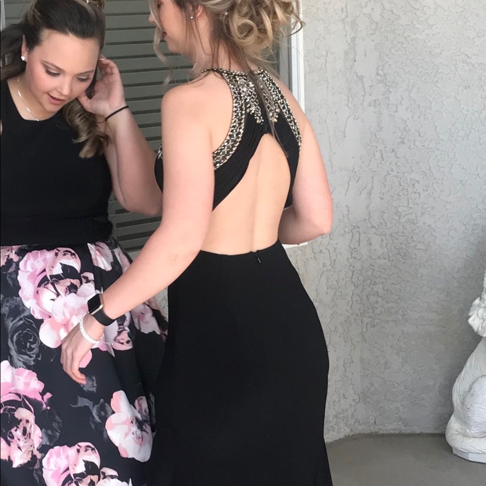 Black long dress w open back